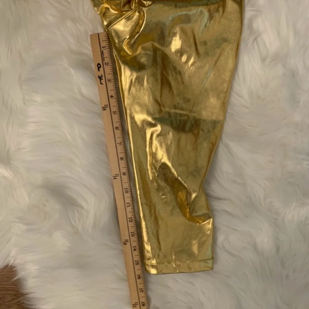 SKIMS NWT Swim Metallic V-Waist Pant Crop XXS Gold Scrunch Butt Ruching